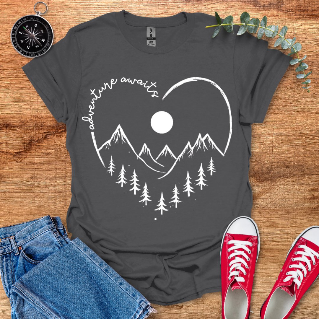 Adventure awaits heart landscape T-Shirt - Outdoor Collections