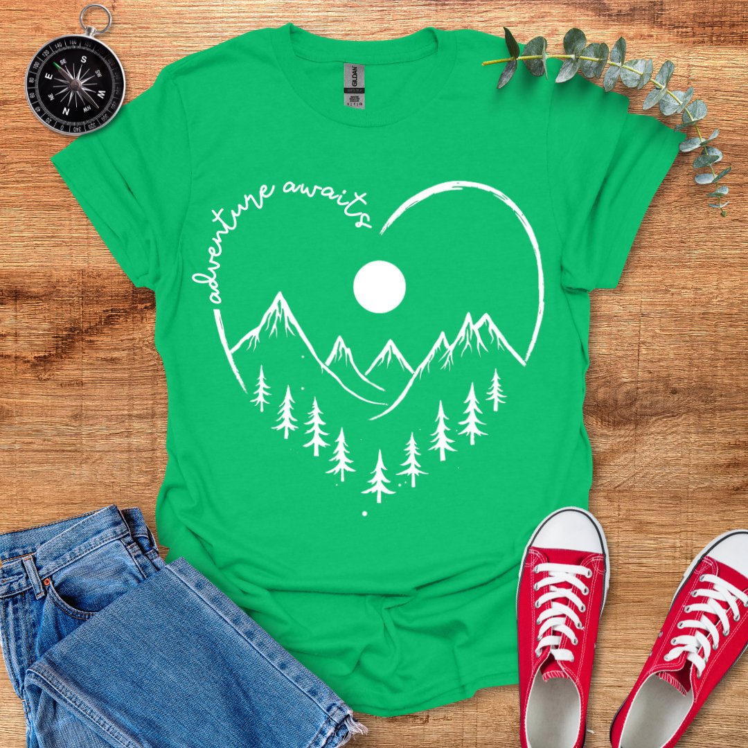 Adventure awaits heart landscape T-Shirt - Outdoor Collections