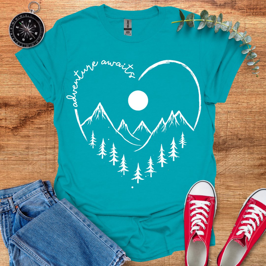 Adventure awaits heart landscape T-Shirt - Outdoor Collections