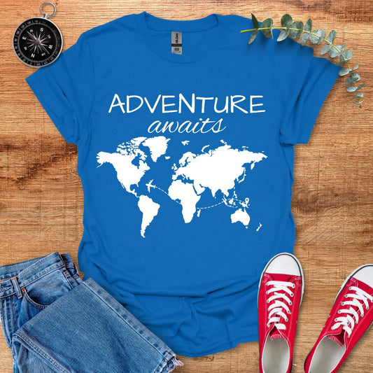 Adventure awaits world map version T-Shirt - Outdoor Collections