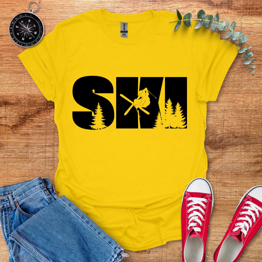 SKI + skier shadow T-Shirt - Outdoor Collections