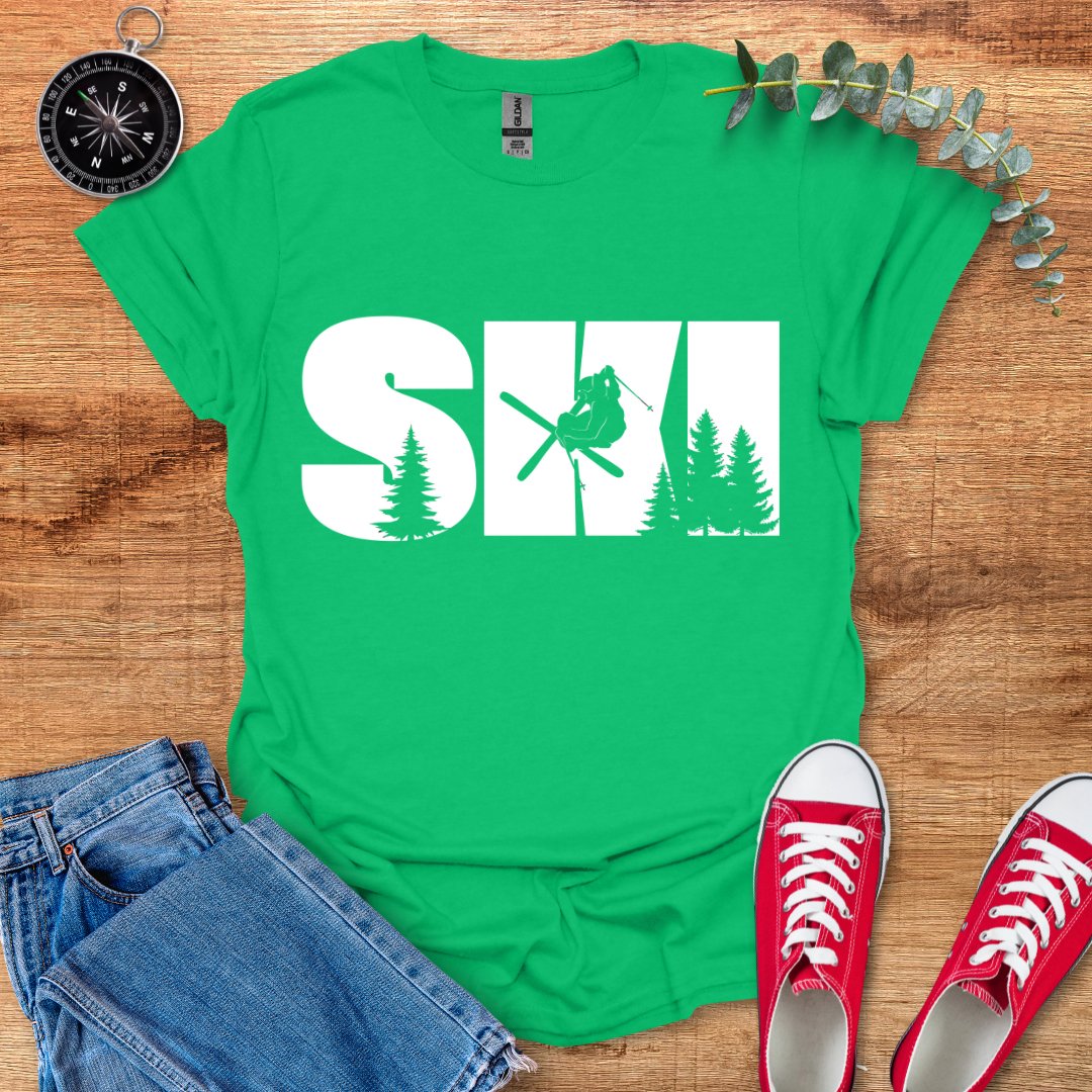 SKI + skier shadow T-Shirt - Outdoor Collections