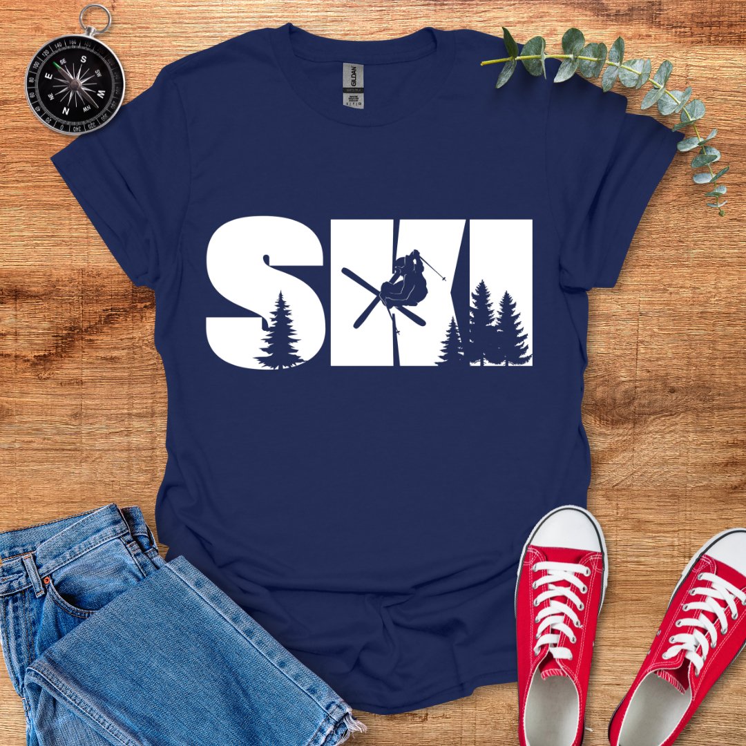 SKI + skier shadow T-Shirt - Outdoor Collections